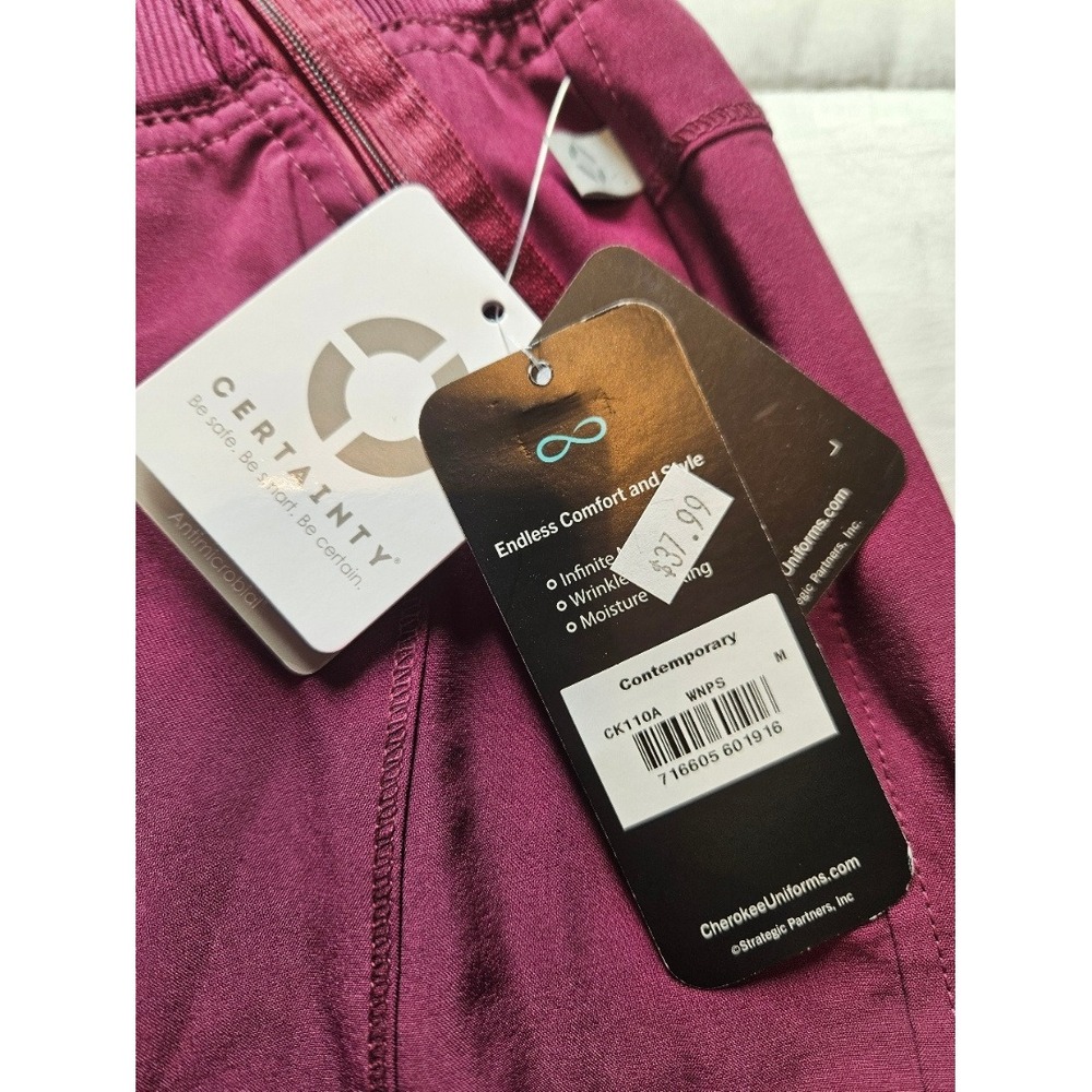 Cherokee Infinity Scrub Pants Womens Medium Wine Purple Jogger CK110A WNPS NEW - Picture 2 of 5